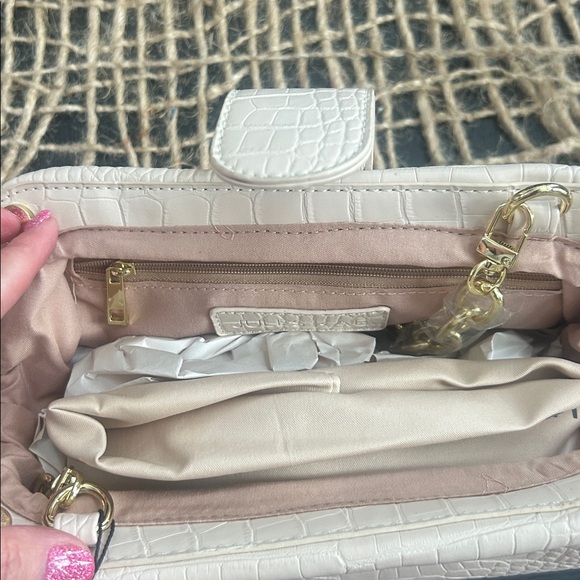 Anthropologie Jules kae Sophia clutch bag faux leather nude beige